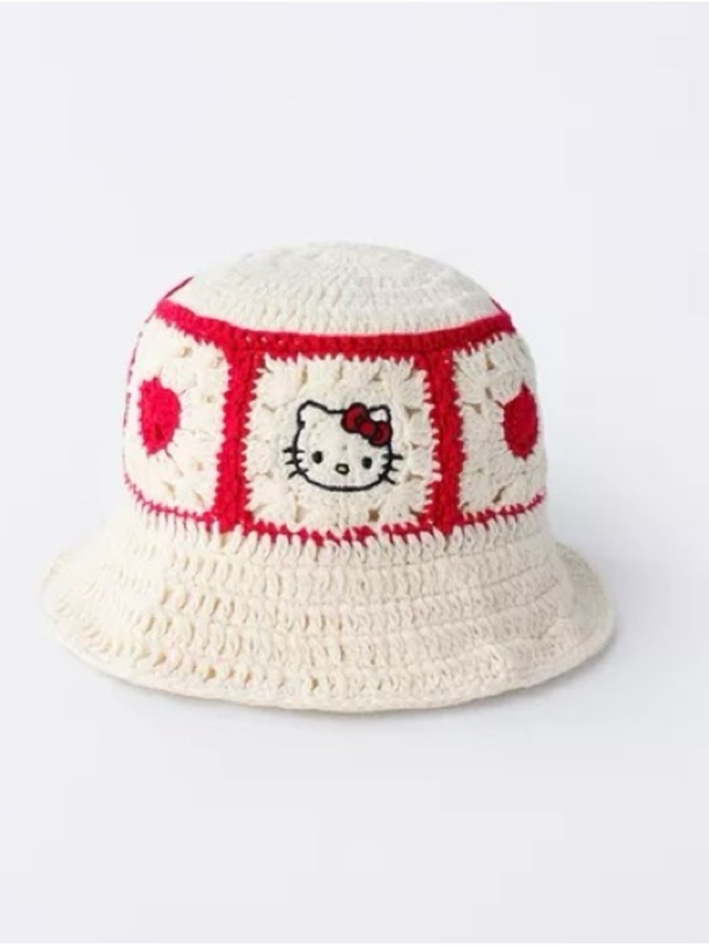 NWT Zara X Hello Kitty Sanrio Crochet bucket Hat